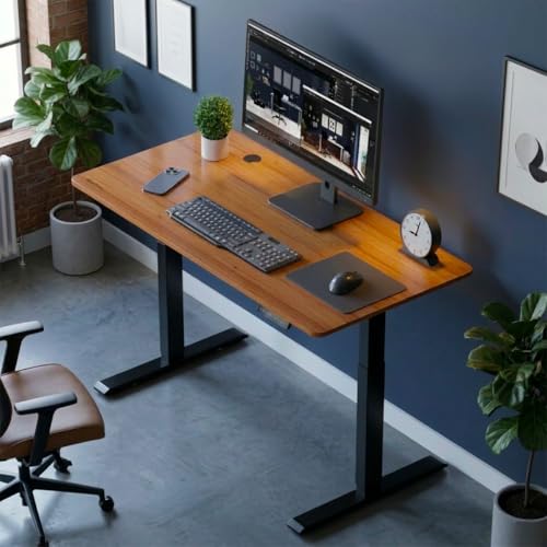 Image of pTron EaseMate Table E1 Electric Height Adjustable Desk, 3 Memory Presets, Child, Ergonomic Sit-Stand Desk for Home Office /Studies, Strong Steel Frame, Engineered Wood, Digital Display(Wooden & Black)