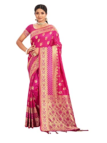 Sari traditionnel en soie indienne femme tenue de mariage rose 3518