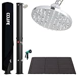 CCLIFE Solardusche 40L mit Kunststoffboden und Handbrause Solar Gartendusche Pooldusche Regendusche Außendusche Garten Brause warmes Wasser