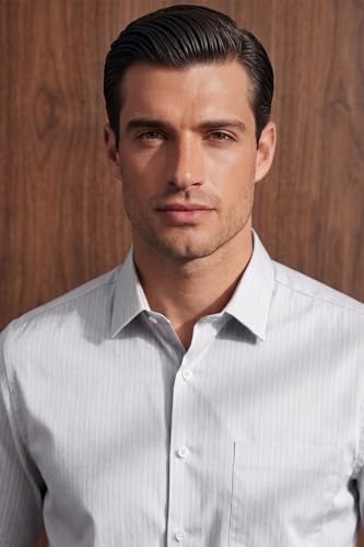 Image of Louis Philippe Mens Cotton Striped Regular Fit Shirt