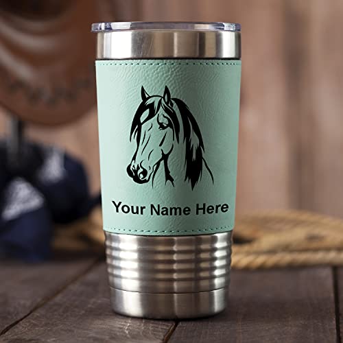 Lasergram 20Oz Vacuum Insulated Tumbler Mug, Horse Head 1, Personalized Engraving Included (Faux Leather, Rustic) #TOP7