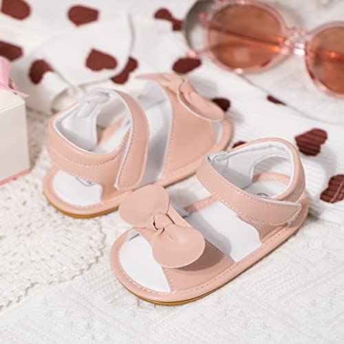 Image of Babelvit Infant Baby Girl Boy Sandals Comfort Premium Summer Outdoor Casual Beach Shoes with Flower Bowknot Anti Slip Rubber Sole Newborn Toddler Prewalker First Walking Shoes