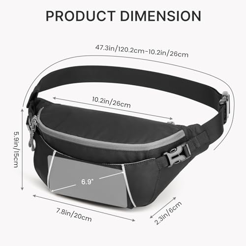 G4Free Fanny Pack for Men Crossbody Belt Bag Waist Pack with RFID Blocking Travel Hiking, Black — view 5