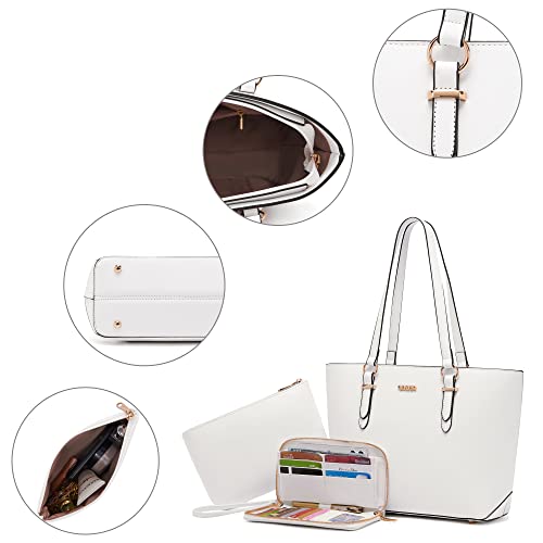 Image of Qiyuer Versatile Daily Purses with RFID Wallet for Women Tote Handbag Set | 3PCS, Fits 13 inch Tablet, Sturdy Vegan PU, Spacious, Work Use, Shoulder Satchel, Large Clutch Wallet, Makeup Bag, Ideal Gift