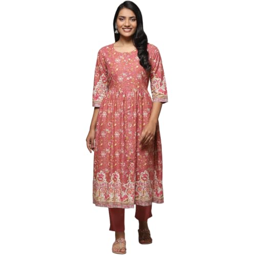 Image of BIBA Women Biba Women Cotton Regular Suit Set(SKDSKD8078E Pink S)