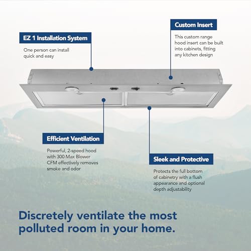Broan-Nutone BBN1303SS Custom Built Insert With 2-Speed Exhaust Fan And Light, 300 Max Blower Cfm, Stainless Steel, 30-Inch Range Hood Power Pack thumb #2