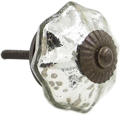 Shabby Restore Antique Chrome Color Mercury Glass Distressed Dresser Knob, Cabinet Pull - Pack of 10