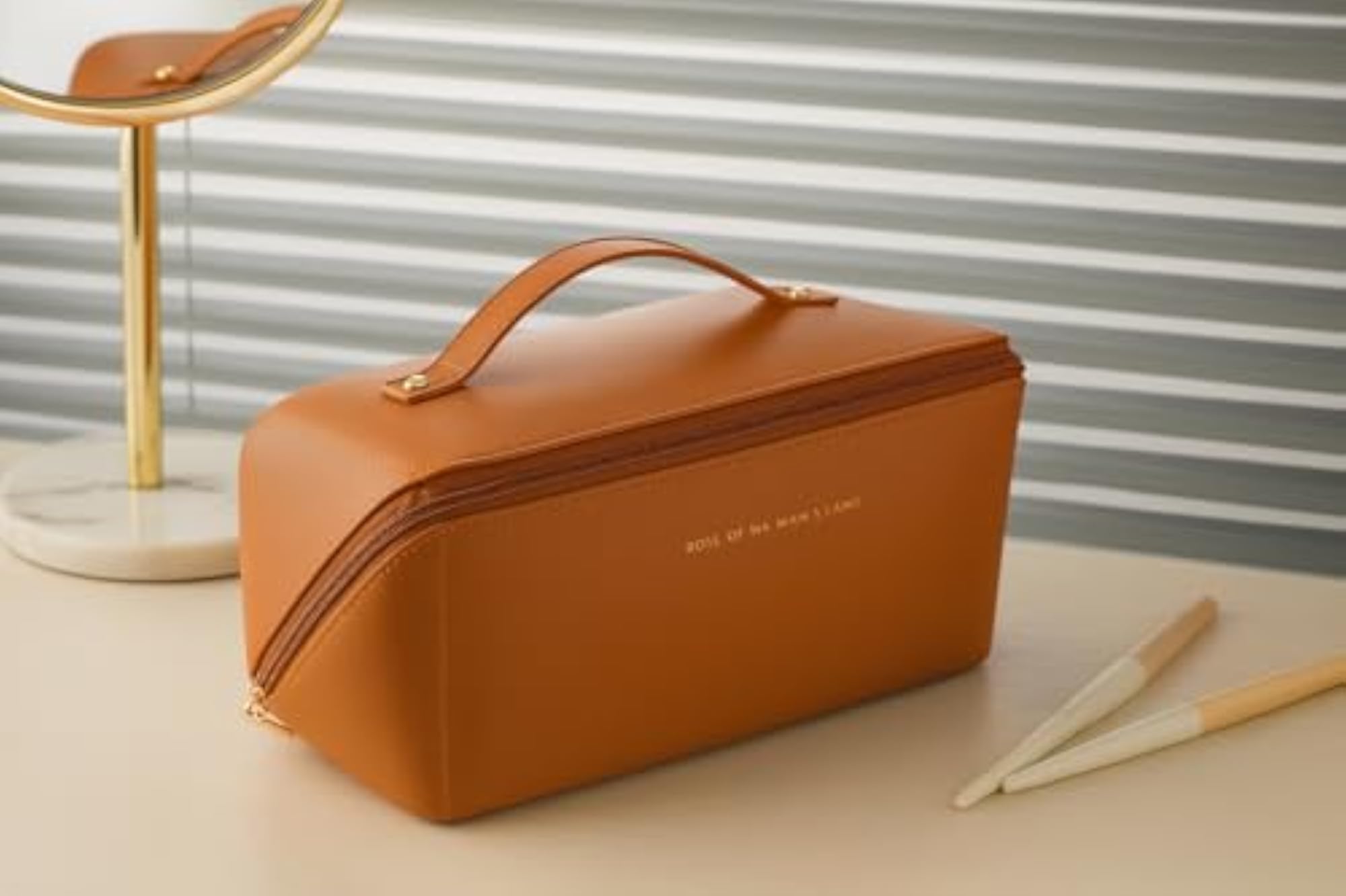 Travel Cosmetic Makeup Bag with Divider and Handle