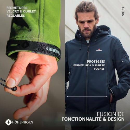 Höhenhorn Altus Veste softshell pour homme - Veste fonctionnelle d'extérieur - Veste de loisirs - Imperméable - Respirante - Chaude - Avec doublure intérieure en micropolaire, Bleu nuit, L – vue 2