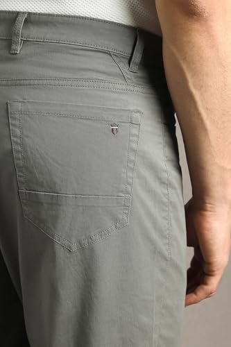 Image of Louis Philippe Men's Slim Fit 5 Pocket Made of Stretch Fabric Solid Casual Trouser