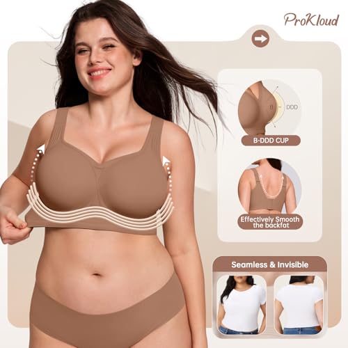 Image of ProKloud Jelly Bras for Plus Size Women Wireless Full Coverage No Underwire | Seamless Supportive Push UP Bra,Back Smoothing for Older Women,Soft Gel Minimizer Bralette for Large Breasts,Semi-Fixed Pads