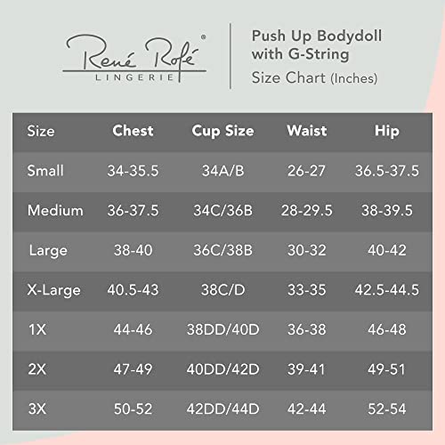 Rene Rofe Push Up Babydoll - Sexy Lingerie Chemise Babydoll withUnderwire Support and matching G-String Panty4