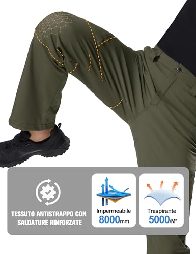 FREE SOLDIER Herren Winter wasserdichte Skihose Jagd Outdoor Hose Winddichte Thermohose Winterhose Softshellhose zum Klettern und Wandern (Armee-grün,48 Lang)