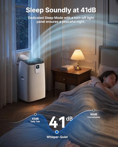 Image of 14,000 BTU Smart Portable Air Conditioner for Large Rooms up to 750 Sq.ft, 41dB Quiet Efficient AC Unit with App & Voice Control, 4-in-1 Cooling, Dehumidifier, Fan, No-Drain Self-Evaporating
