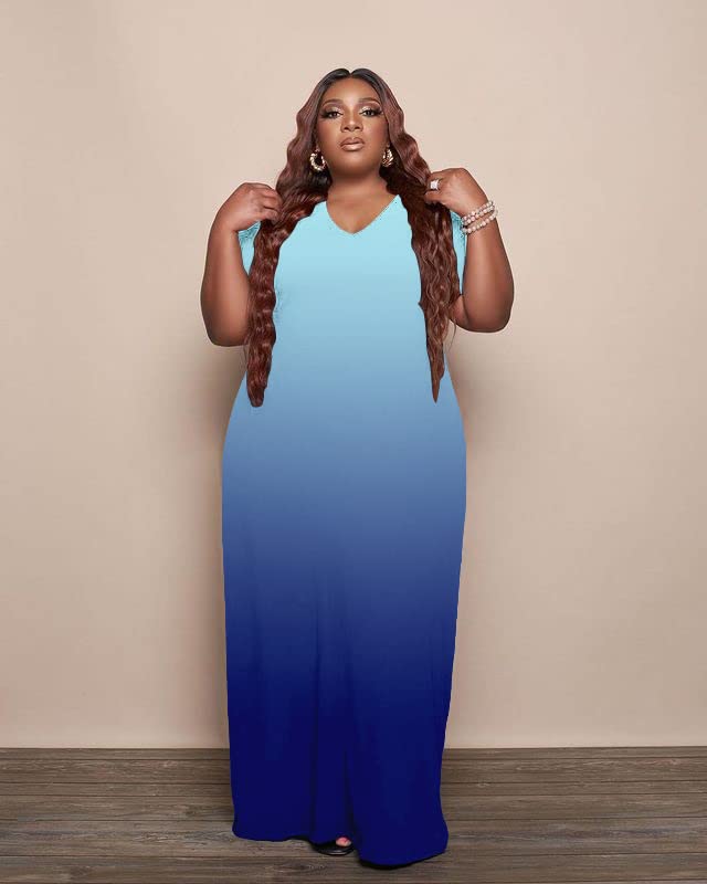Image of YeGine Oversize Tshirt Dress Plus Size Short Sleeve Maxi Dress with Pockets