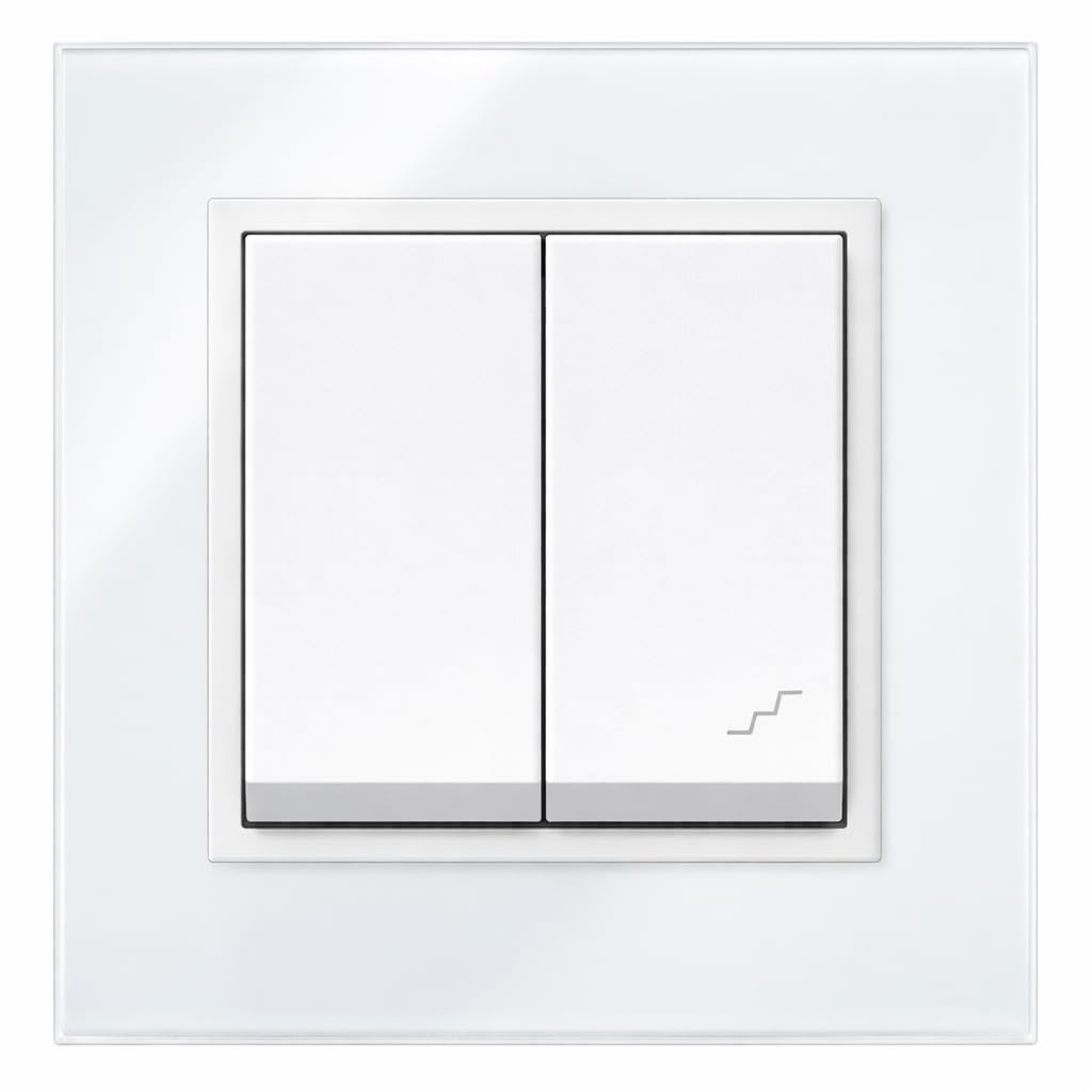 ILUMINASHOP ® Mecanismo pared Empotrable con Marco, 100-250V AC, Mecanismo Eléctrico 85x85mm, Fácil Instalación, Fácil de Limpiar (Interruptor Doble Conmutado, Blanco Cristal)