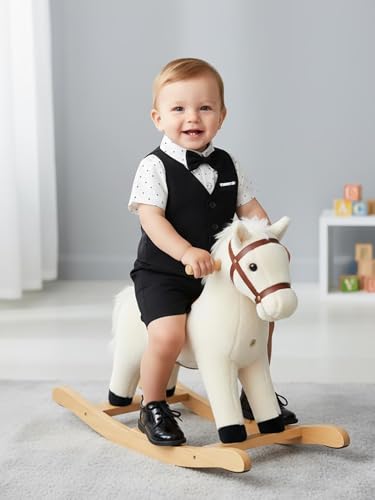Image of Boarnseorl Baby Boys Shorts Sets, Infant Shirt+Shorts+Bow Tie+Vest,Toddler Gentleman Outfits Suits