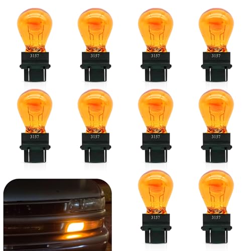 Dogary 10 PCS 3157 Bulb, Automotive Turn Signal Brake Light Bulb, 12V 21/5W Miniature Halogen Bulb, Universal Automotive Taillight and Side Light Replacement, Suitable for Car Truck SUV (Amber)