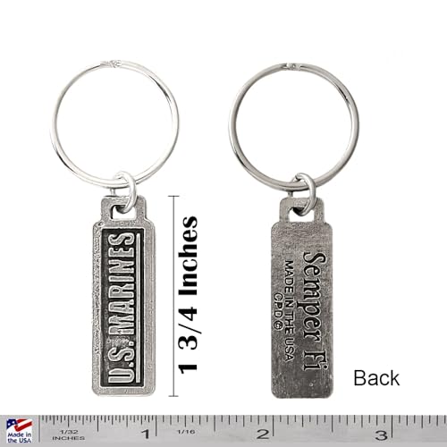 US Marines Keychain, A1004KC, 1 3/4”, Pewter, 100% Handmade in the USA, Patriotic, Grunt, Military, Armed Service, United States Marine, Metal, Keychain, Key Chain, Over 100 Keychain designs2