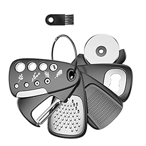 Kitchen/Unique Gadgets Set 6 Pieces, Space Saving Cooking Tools, Cheese Grater, Bottle Opener, Fruit/Vegetable Peeler, Pizza Cutter, Garlic/Ginger Grinder,Herb Stripper