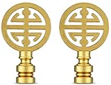 Brass Lamp Finials - 2 Packs, Chinoiserie Design Solid Metal Finials for Table lamps and Floor Lamps, Lamp Toppers Screw On Cap, Decorative Lamp Shades Top Nut, Oriental Lamp Shade Knob
