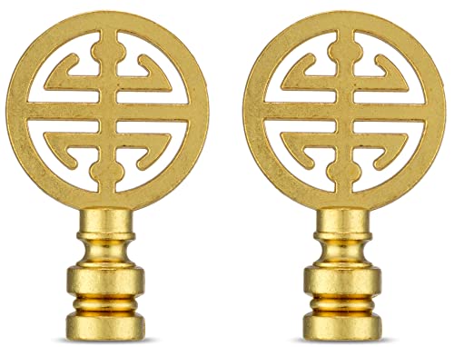 Brass Lamp Finials - 2 Packs Chinoiserie Design Solid Metal Finials for Table lamps and Floor Lamps Lamp Toppers Screw On Cap Decorative Lamp Shades Top Nut Oriental Lamp Shade Knob