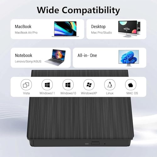 Unidad externa CD DVD USB 3.0 y Tipo C portátil miniatura 5