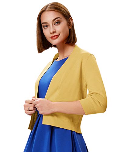 Image of GRACE KARIN Women Cardigan Sweaters Lightweight Knit Cropped Cardigans Trendy 3 /4 Sleeve Shrug Bolero S-3XL