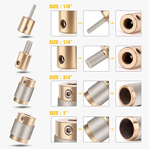 1 3/4 1/4 1/8 Inch Stained Glass Diamond Grinder Bit Head Tools 4 Sizes Brass Core Stained Glass Grinder Bits & Diamond Grinder Bit Head Tools, Stain Glass Tools And Supplies For Stained Glass #TOP2