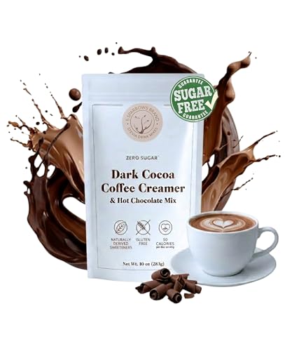 5 SPARROWS Healthy Sugar-Free Coffee Creamer Powder (Dark Hot Chocolate) - Stevia-Sweetened, Zero Sugar - Keto-Friendly Flavored Drink Mix, 10 oz