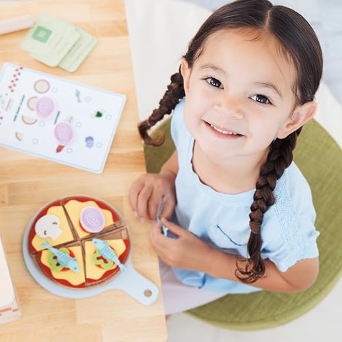 Image of Pearhead Wooden Pizzeria Play Food Set, 38-Piece Pizza Oven Toy | Montessori Pretend Kitchen Accessories, Pizza Toppings, Preschool Learning Toys for Toddlers, Ages 3+