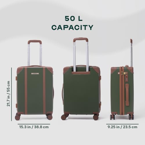 Image of Assembly Vintage 20 Inch (55cm) Cabin Trolley Bag Hard Shell Polycarbonate Suitcase Retro Classic Design with TSA Lock 8 Spinner Wheels Carry On Luggage