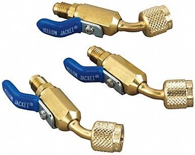 YELLOW JACKET Ball Valve Adapter 1/4 in MxF 45 Deg PK3