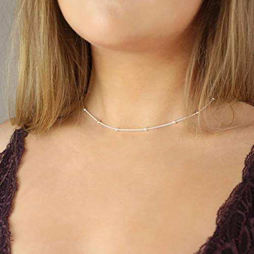 Itianxi Silver Ball Chain Choker Necklace,Silver Plated Cute Dainty Tiny Simple Minimalist Chain Chokers Necklaces For Women #TOP4