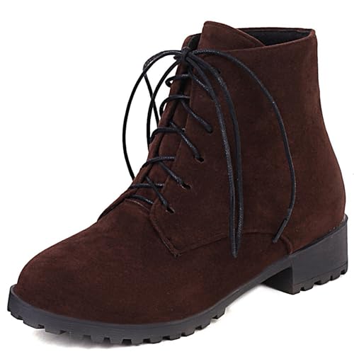 Bottines femme plates lacets chaussures montantes décontractées bout rond 2872