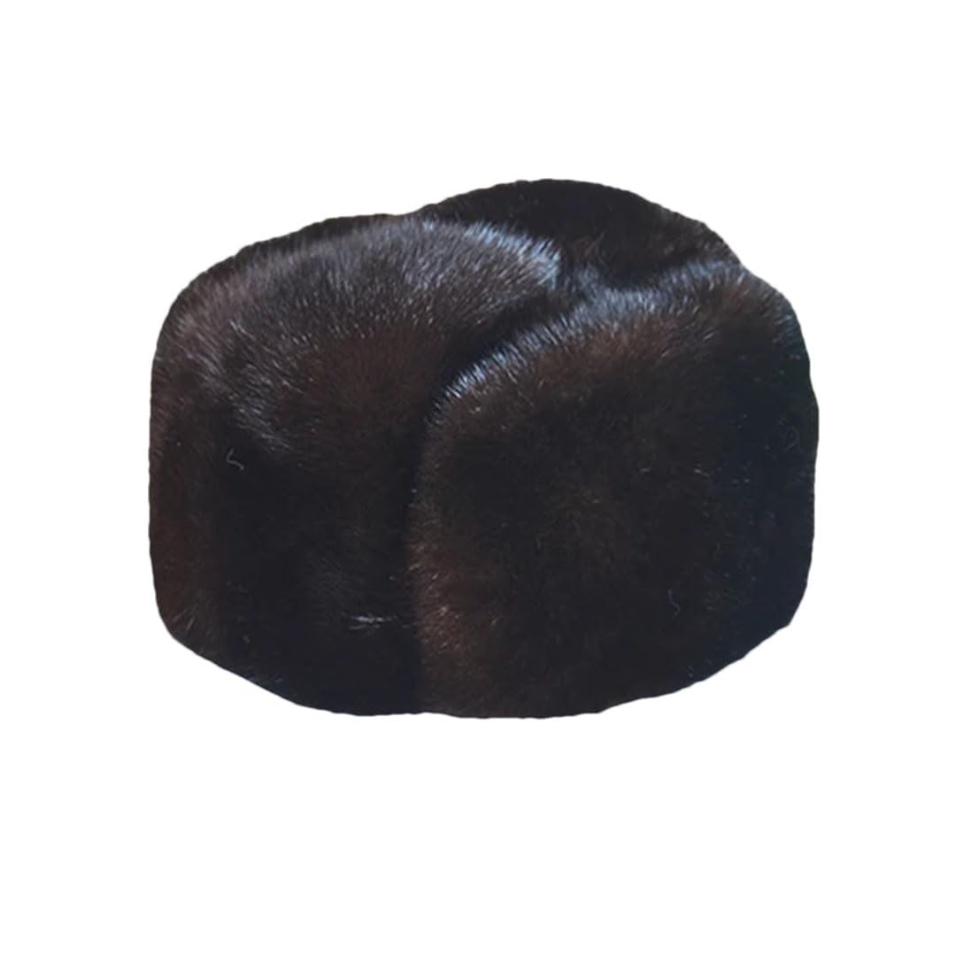 Gorro de invierno para hombre, de piel de visón, grueso y cálido, gorro de piel de invierno, gorro de regalo, gorro de calidad, Café 2, 55/57 cm