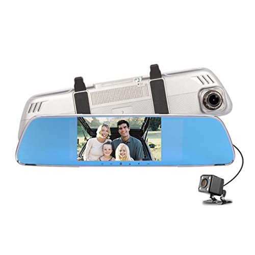 STRIR 1080P Full HD Video Cámara Espejo Dash Cam Espejo Retrovisor Cam con cámara delantera y trasera, G-Sensor, grabación de bucle, Pantalla brillante de 4.3 pulgadas,140 grados
