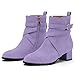 NUMALEO Lavender Womens Fashion Casual Ankle High Buckle Comfort Heeled Solid Round Toe Ankle Adjustable Strap Synthetic Ankle Boot Size 8