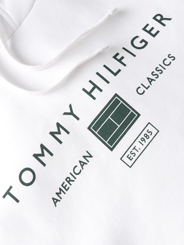 Image of Tommy Hilfiger Men's Medium Weight Cotton Hoodie Sweatshirt With Printed Stacked Chest Graphic