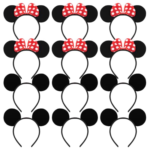 Orelhas Mouse Set, diadema de orelha mouse, 12 peças acessórios de cabelo desenhos animados para crianças adulto para festa de aniversário, Natal, Mardi Gras, Halloween