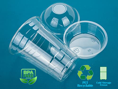 Image of Golden Apple Cup series, 12oz Clear Plastic cups + 2oz insert with Dome lids no hole 50sets