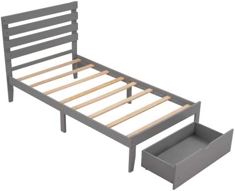 Miniatura 21 de Base de cama de tamaño individual con cajones de almacenamiento, marco de cama individual de plataforma de madera individual, cama individual