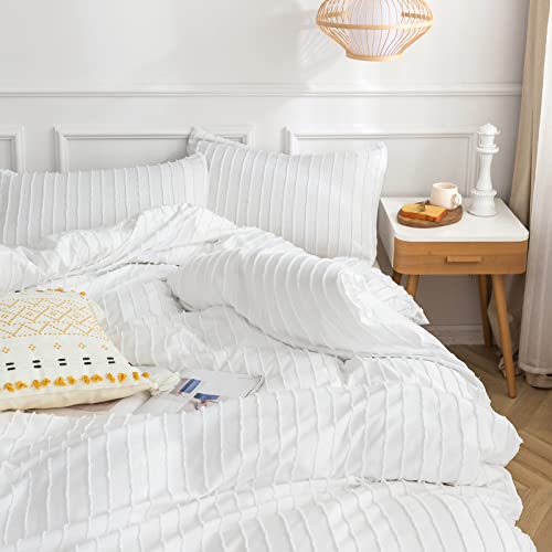 Yundo Duvet Cover King Size - King Duvet Cover Set, 3 Pieces Tufted Duvet Cover Set And Embroidery Comforter Cover For All Seasons (White, King) #TOP5