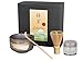 Produktbild Matcha Set: Original japanische Matcha Schale anthrazit-beige 390ml, Matcha Löffel, Matcha Besen (Bambusbesen) und 30g Dose Matcha Tee Premium Qualität in eleganter Geschenkbox.
