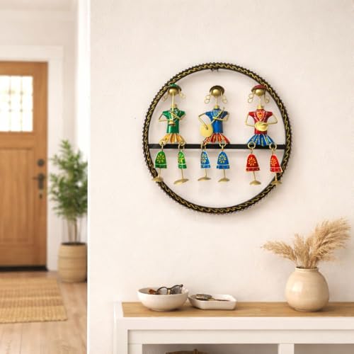 Image of Framing Hub - Handcrafted Metal Wall Art Musician Doll Frame for Home Decor | Traditional Tribal Musical Wall Hanging for Living Room, Office & Hall