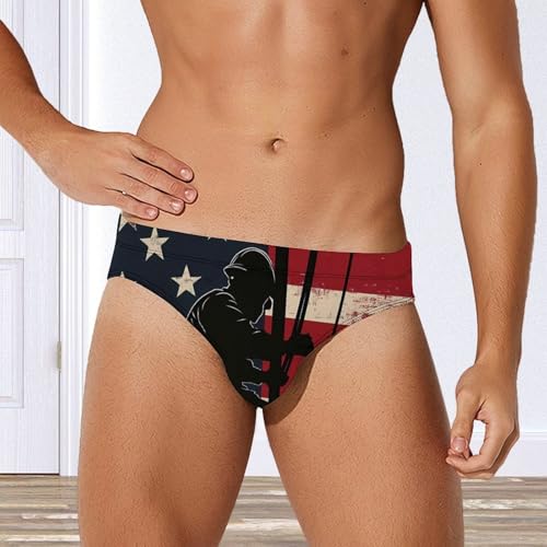 U.S. Flag Lineman Mens Swim Briefs Sexy Bikini Swimwear Bathing Suits Trunks4