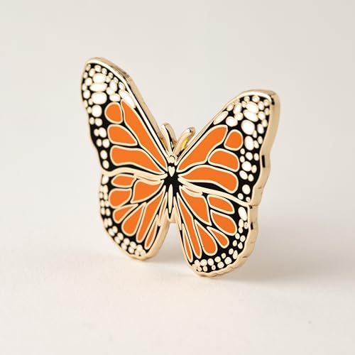 Image of Monarch Butterfly Pin - Gold Butterfly Jewelry Gift, Nature-Inspired Collectible Monarch Lapel Pin Gift for Her, Orange Butterfly Enamel Pin, Insect Pin