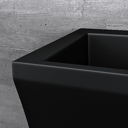 Mai & Mai Waschbecken Standwaschbecken aus Mineralguss Eckig Design Standwaschtisch Schwarz matt Waschplatz Waschsäule Standsäule Col07