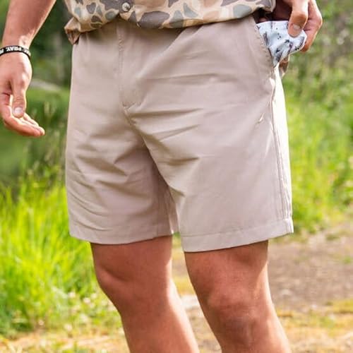 Image of River Rock Grey Everyday Shorts - Deer Camo Pockets
