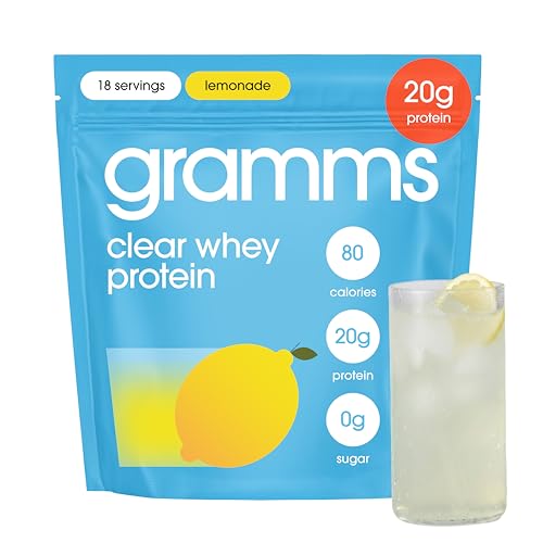 GRAMMS Clear Protein Powder 20G Protein for Women & Men | Lactose Free Grass-Fed Whey Isolate Gluten Free Zero Sugar Gut Friendly Non-Bloating (Lemonade-18 Servings)